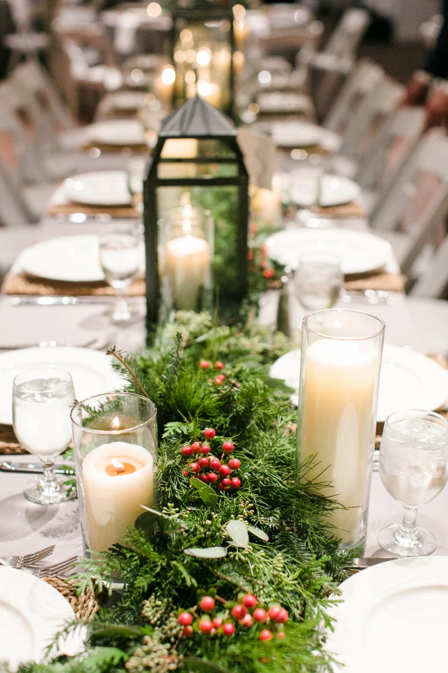 A Gray, Green, & Red Wintery North Carolina Wedding via TheELD.com