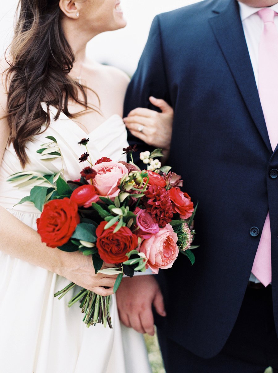 An Elegant Coral & Red Virginia Vineyard Wedding via TheELD.com