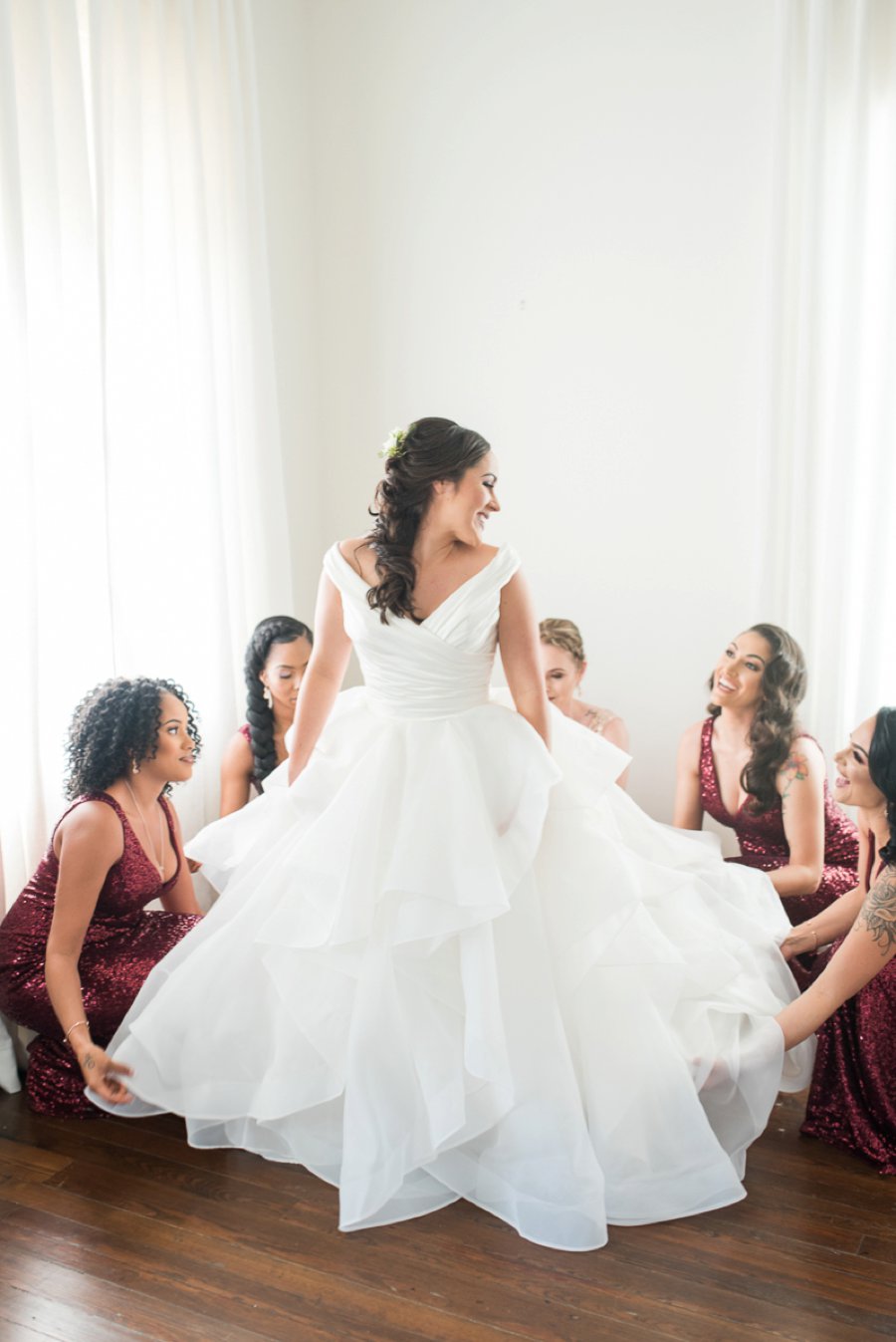 An Elegant Burgundy & Gold Tented Pensacola Wedding Day via TheELD.com