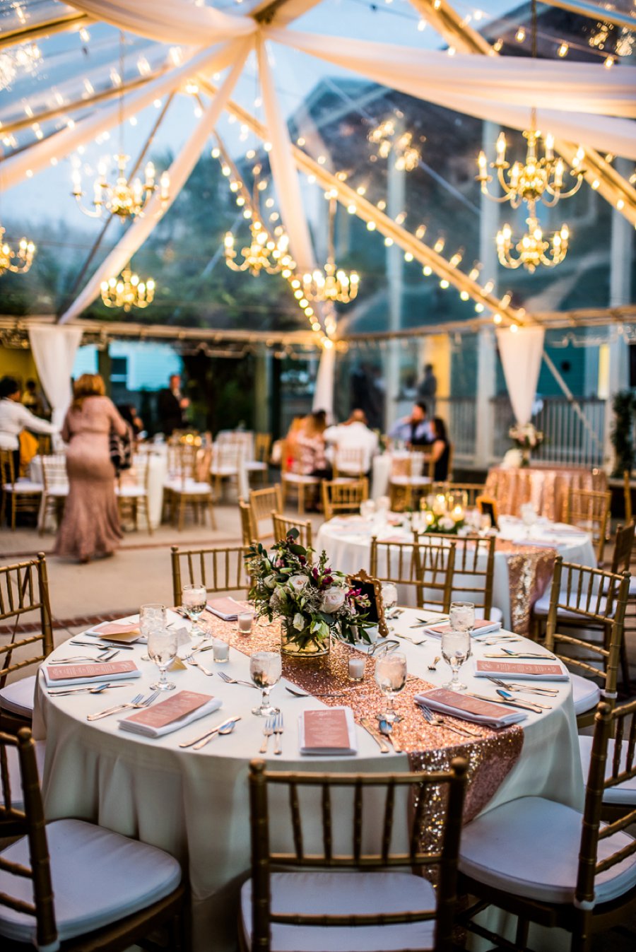 An Elegant Burgundy & Gold Tented Pensacola Wedding Day via TheELD.com