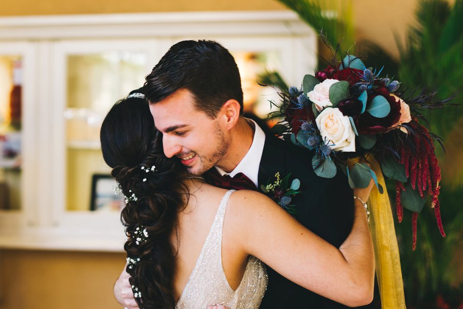 An Elegant Burgundy and Navy Fairytale Orlando Wedding Day via TheELD.com