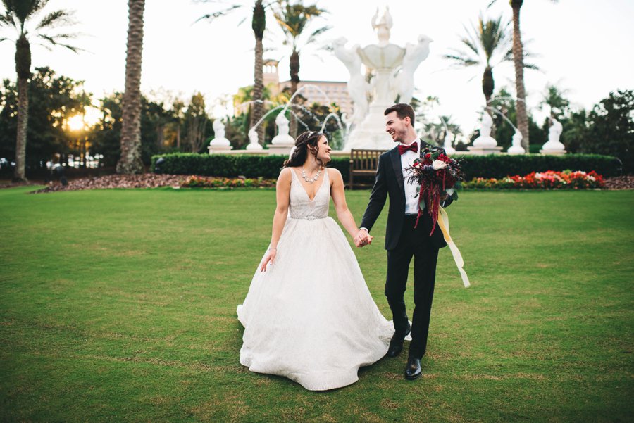 An Elegant Burgundy and Navy Fairytale Orlando Wedding Day via TheELD.com