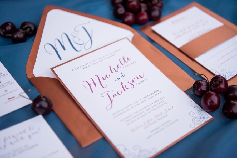 Colorful Navy, Yellow, and Orange Wedding Ideas via TheELD.com