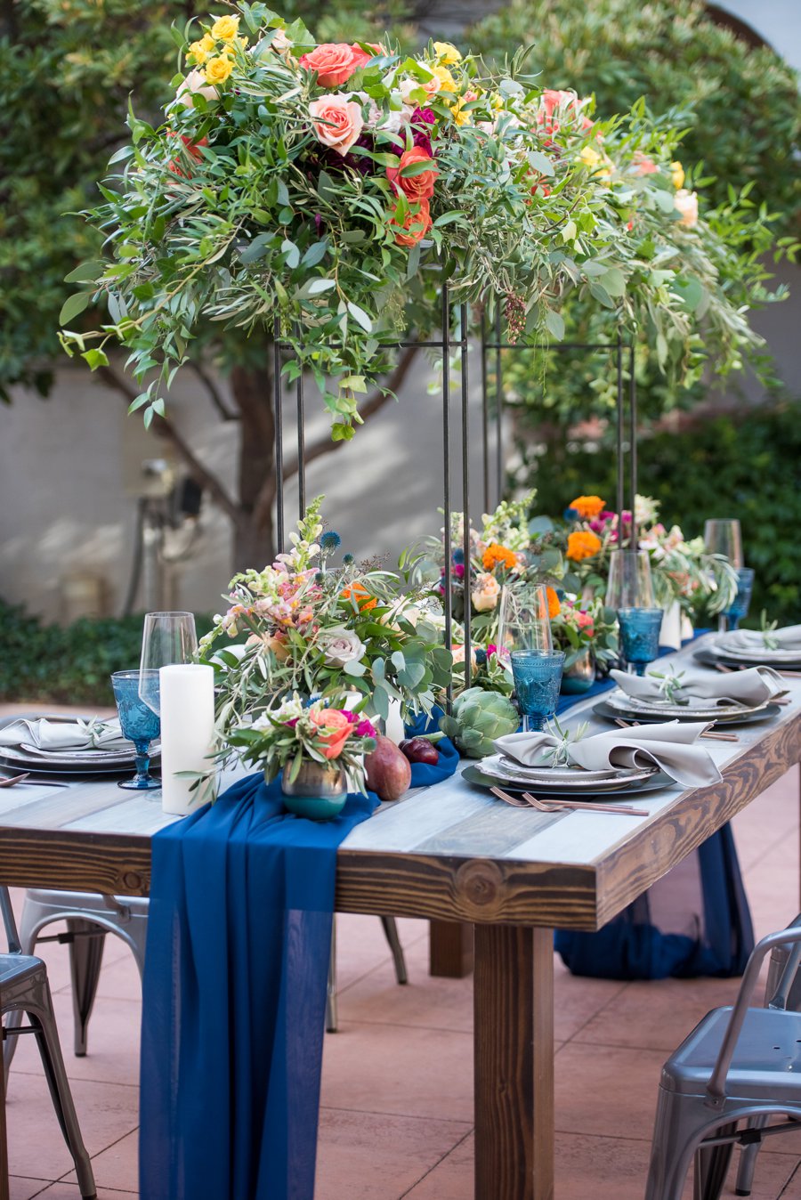 Colorful Navy, Yellow, and Orange Wedding Ideas via TheELD.com