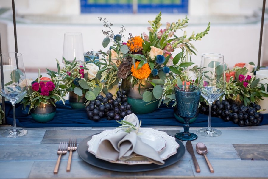 Colorful Navy, Yellow, and Orange Wedding Ideas via TheELD.com