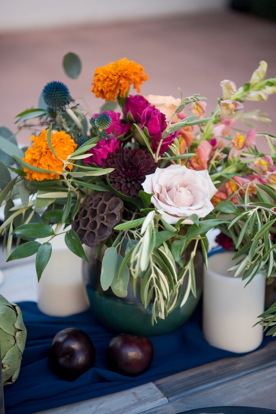 Colorful Navy, Yellow, and Orange Wedding Ideas via TheELD.com