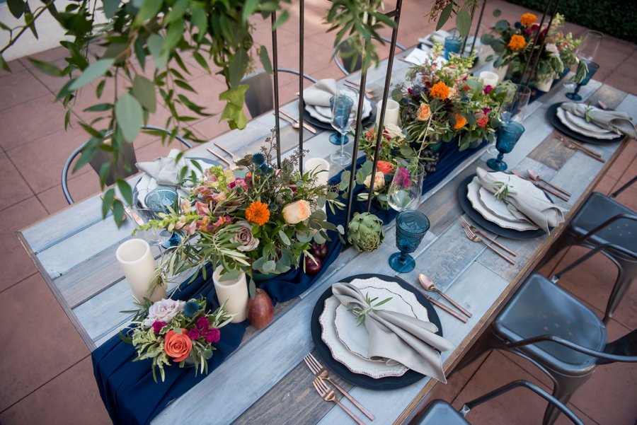 Colorful Navy, Yellow, and Orange Wedding Ideas via TheELD.com