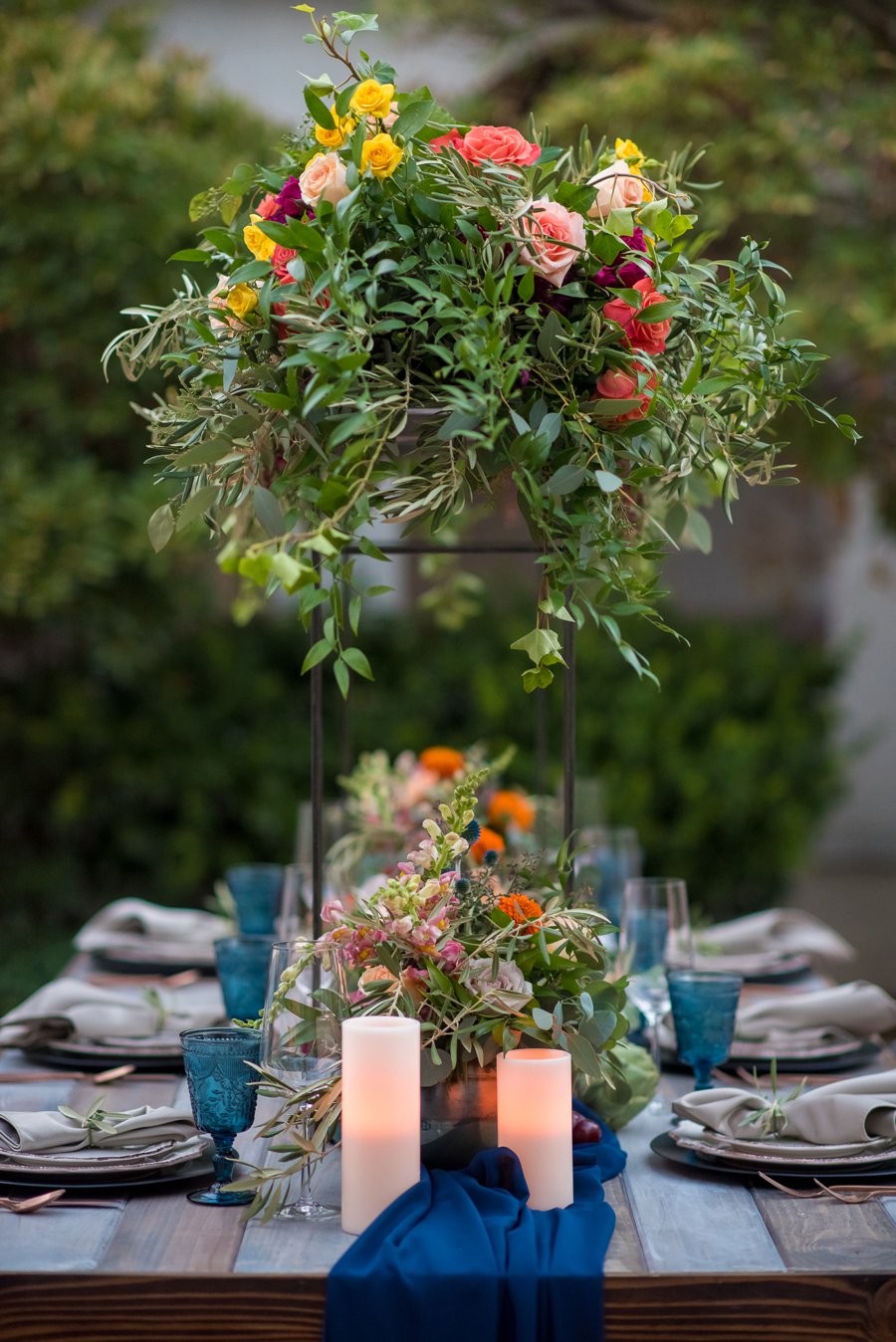 Colorful Navy, Yellow, and Orange Wedding Ideas via TheELD.com