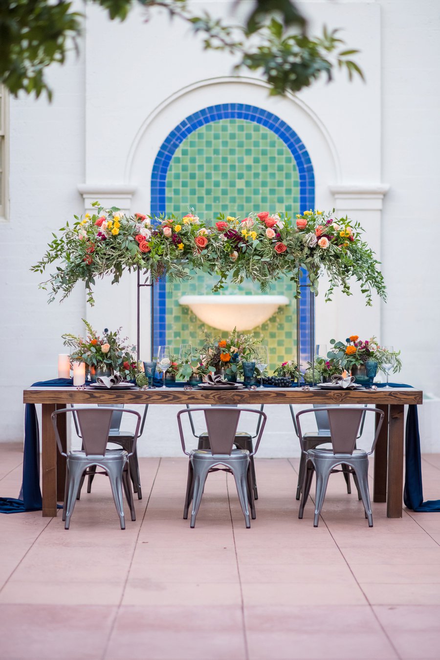 Colorful Navy, Yellow, and Orange Wedding Ideas via TheELD.com