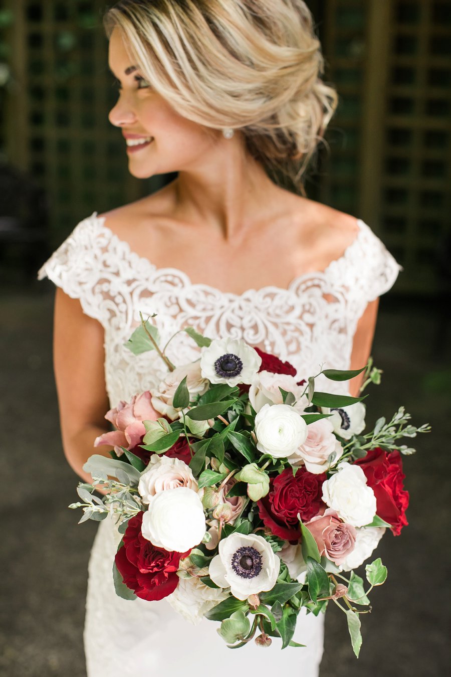 Romantic Pink & Red Elegant Garden Wedding Ideas via TheELD.com