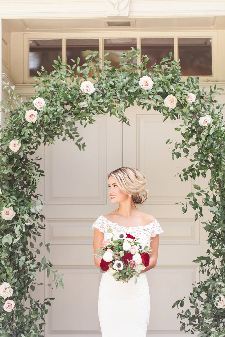 Romantic Pink & Red Elegant Garden Wedding Ideas via TheELD.com