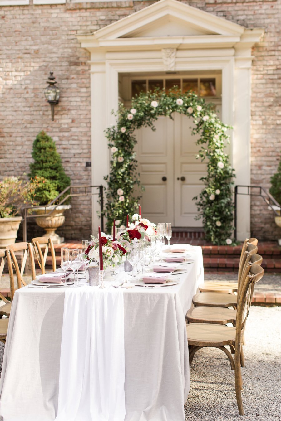 Romantic Pink & Red Elegant Garden Wedding Ideas via TheELD.com