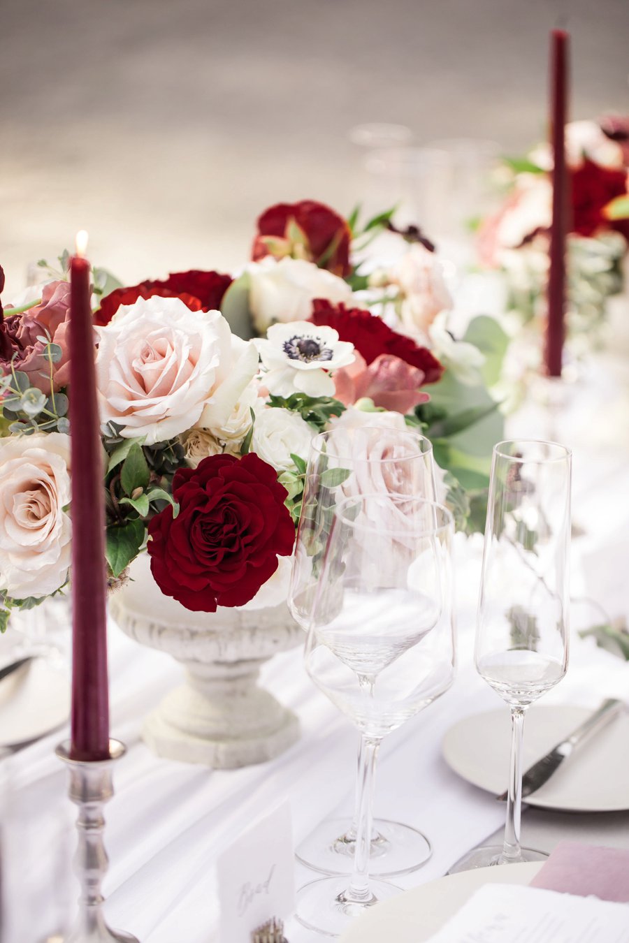 Romantic Pink & Red Elegant Garden Wedding Ideas via TheELD.com