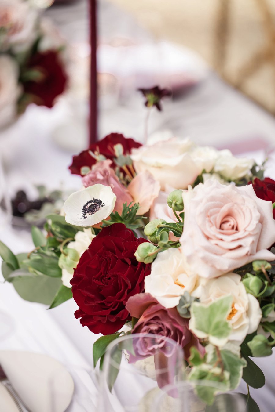 Romantic Pink & Red Elegant Garden Wedding Ideas via TheELD.com