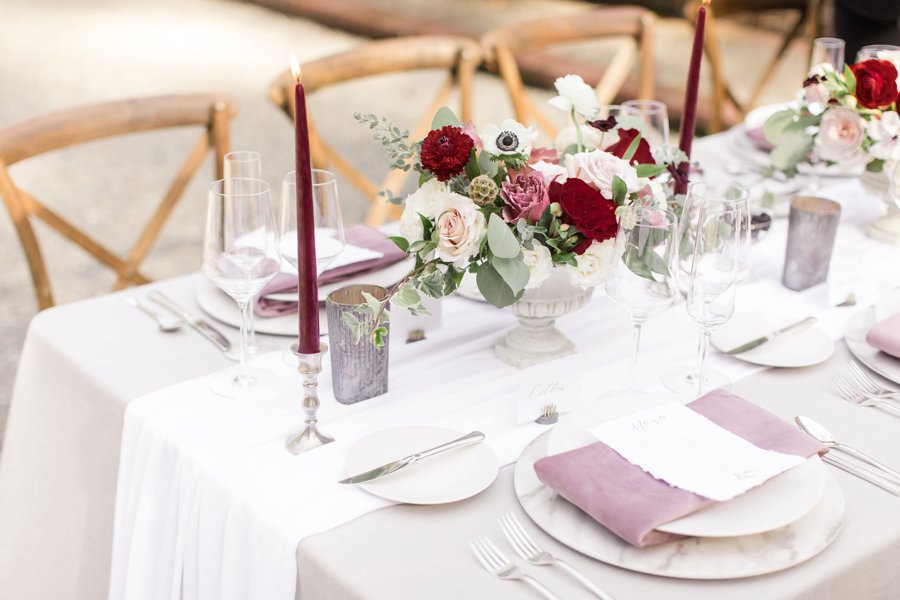 Romantic Pink & Red Elegant Garden Wedding Ideas via TheELD.com