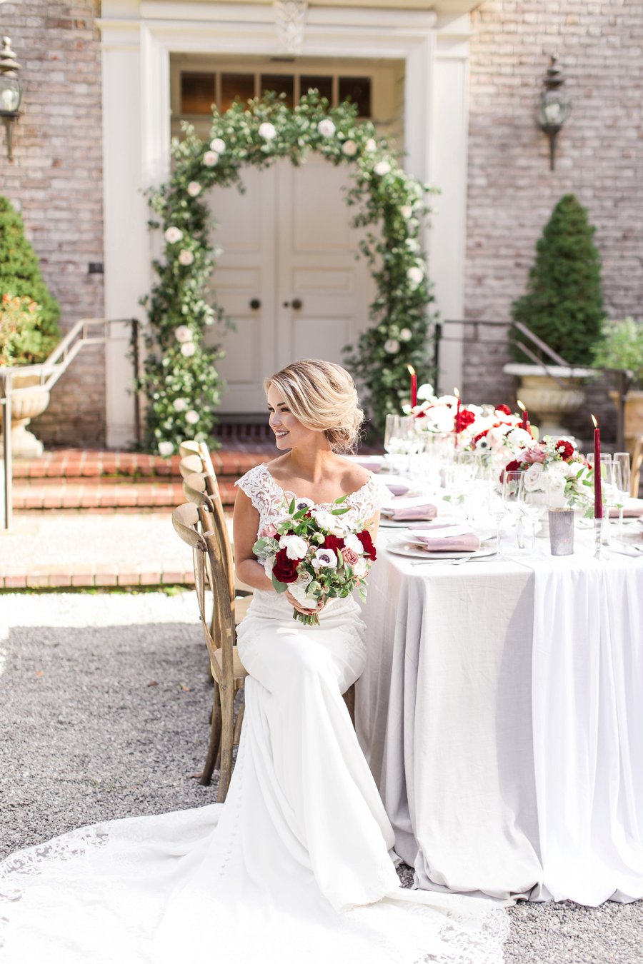 Romantic Pink & Red Elegant Garden Wedding Ideas via TheELD.com