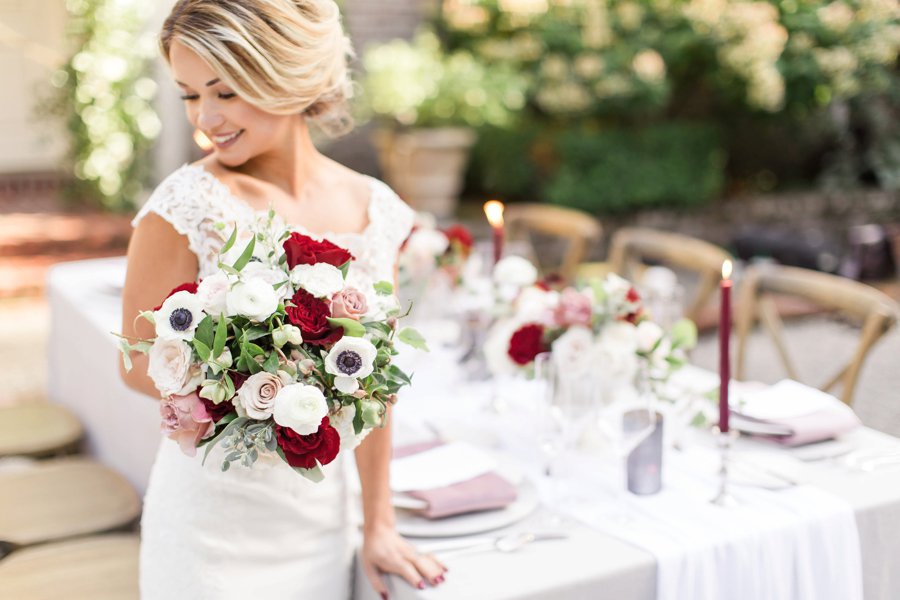 Romantic Pink & Red Elegant Garden Wedding Ideas via TheELD.com