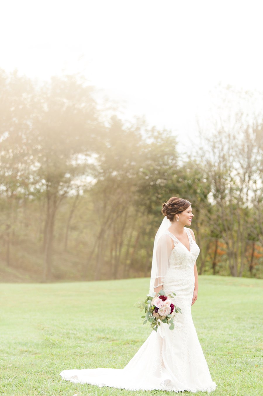 A Cozy, Romantic Blush and Red Indiana Wedding via TheELD.com