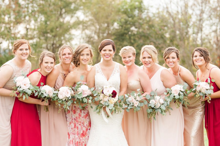 A Cozy, Romantic Blush and Red Indiana Wedding via TheELD.com