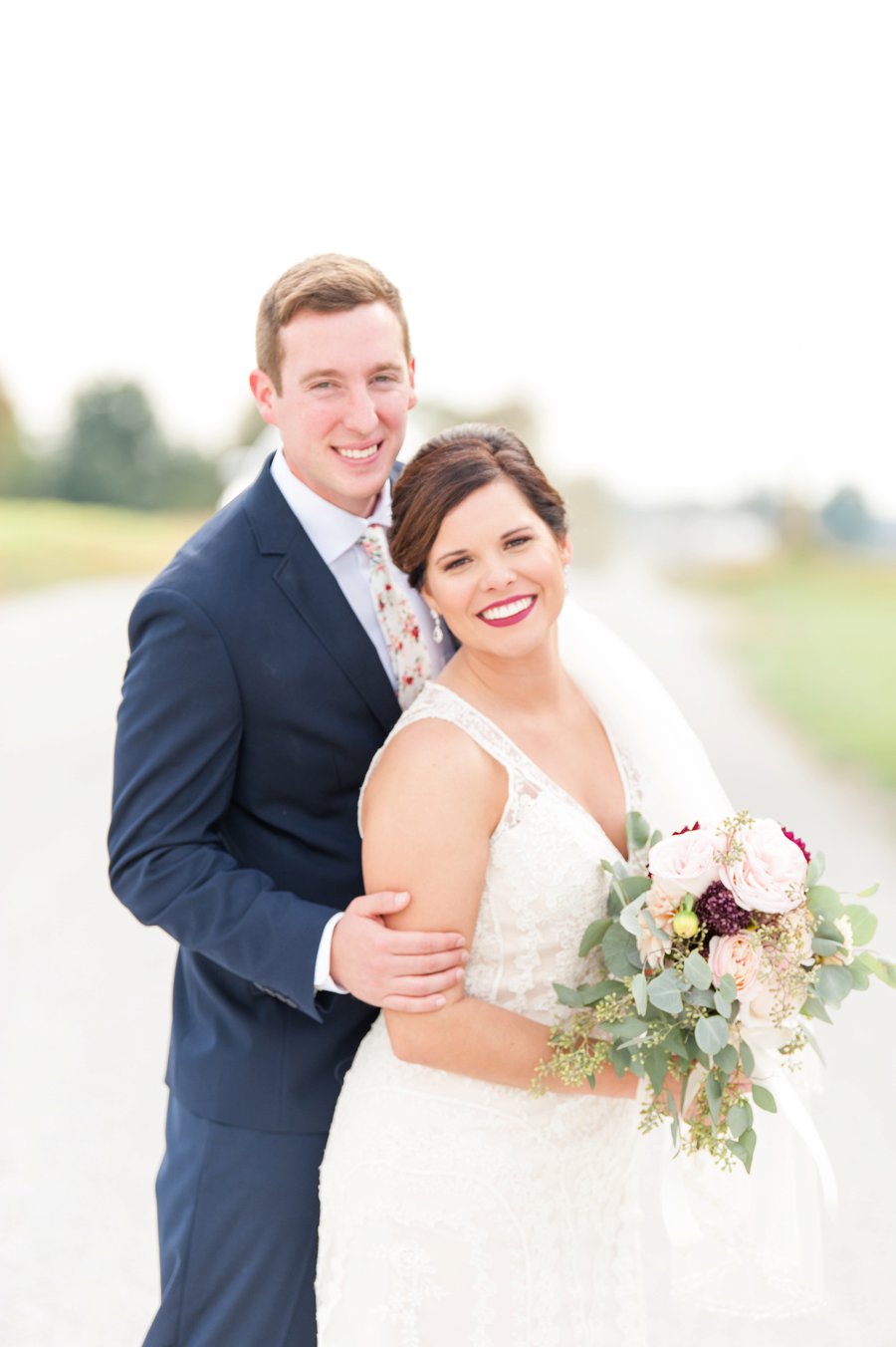 A Cozy, Romantic Blush and Red Indiana Wedding via TheELD.com