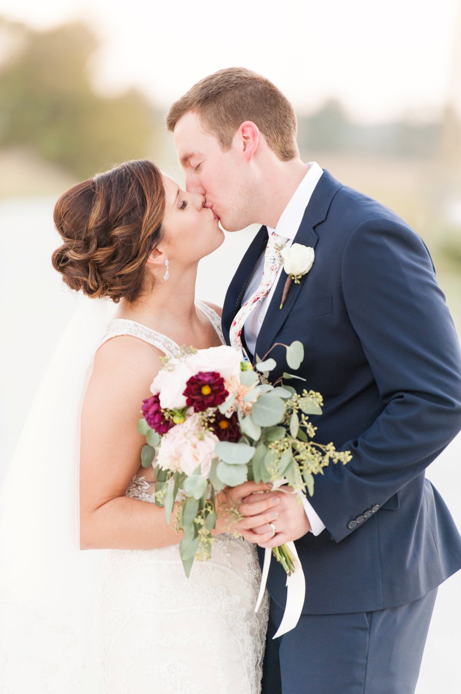 A Cozy, Romantic Blush and Red Indiana Wedding via TheELD.com