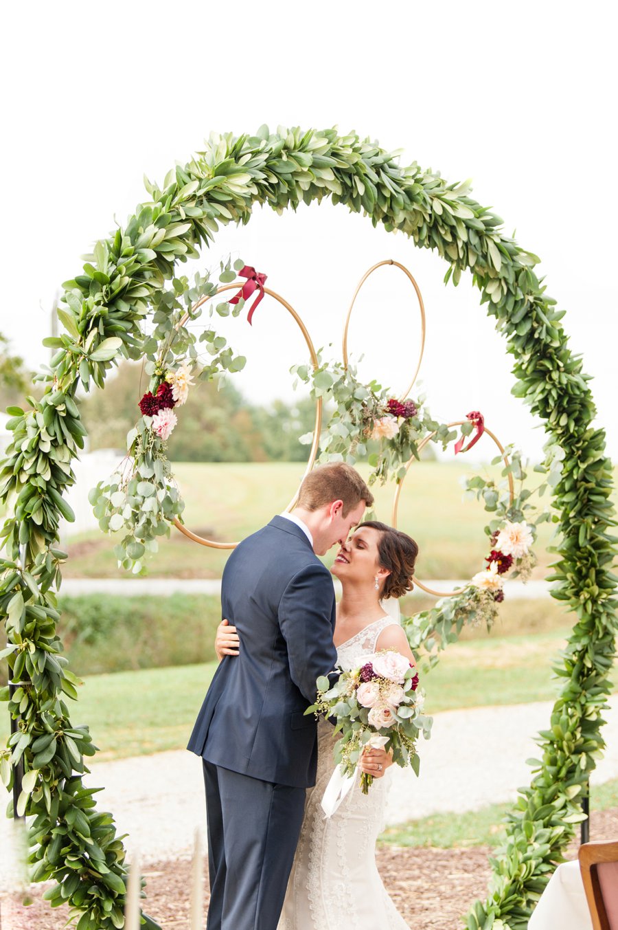 A Cozy, Romantic Blush and Red Indiana Wedding via TheELD.com