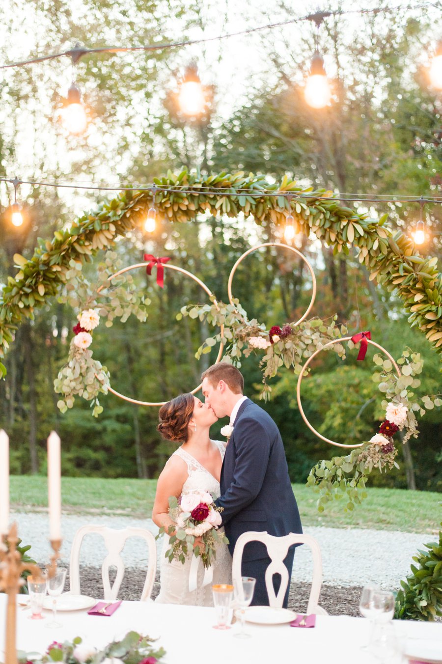 A Cozy, Romantic Blush and Red Indiana Wedding via TheELD.com