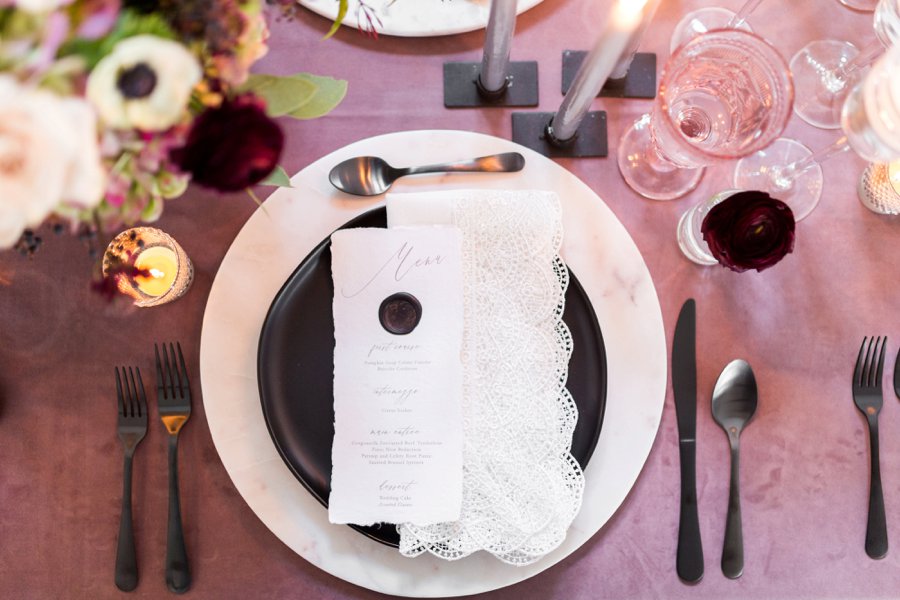 Modern Romantic Black & Mauve Valentines Day Wedding Ideas via TheELD.com