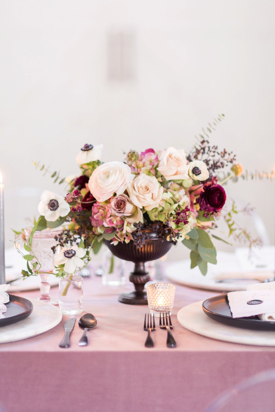 Modern Romantic Black & Mauve Valentines Day Wedding Ideas via TheELD.com