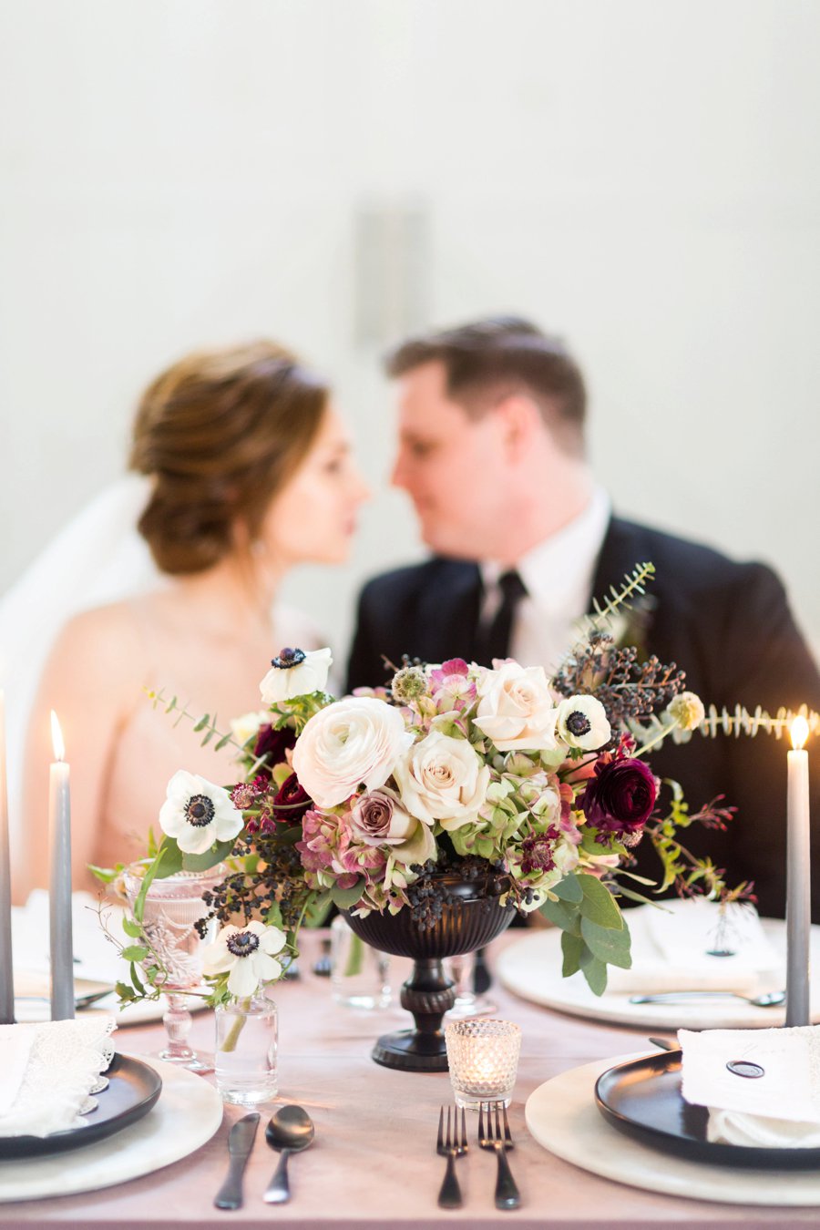 Modern Romantic Black & Mauve Valentines Day Wedding Ideas via TheELD.com