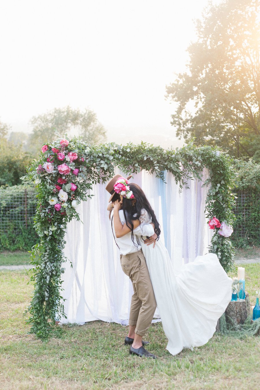 Pink and Blue Bohemian Wedding Inspiration In Italy via TheELD.com