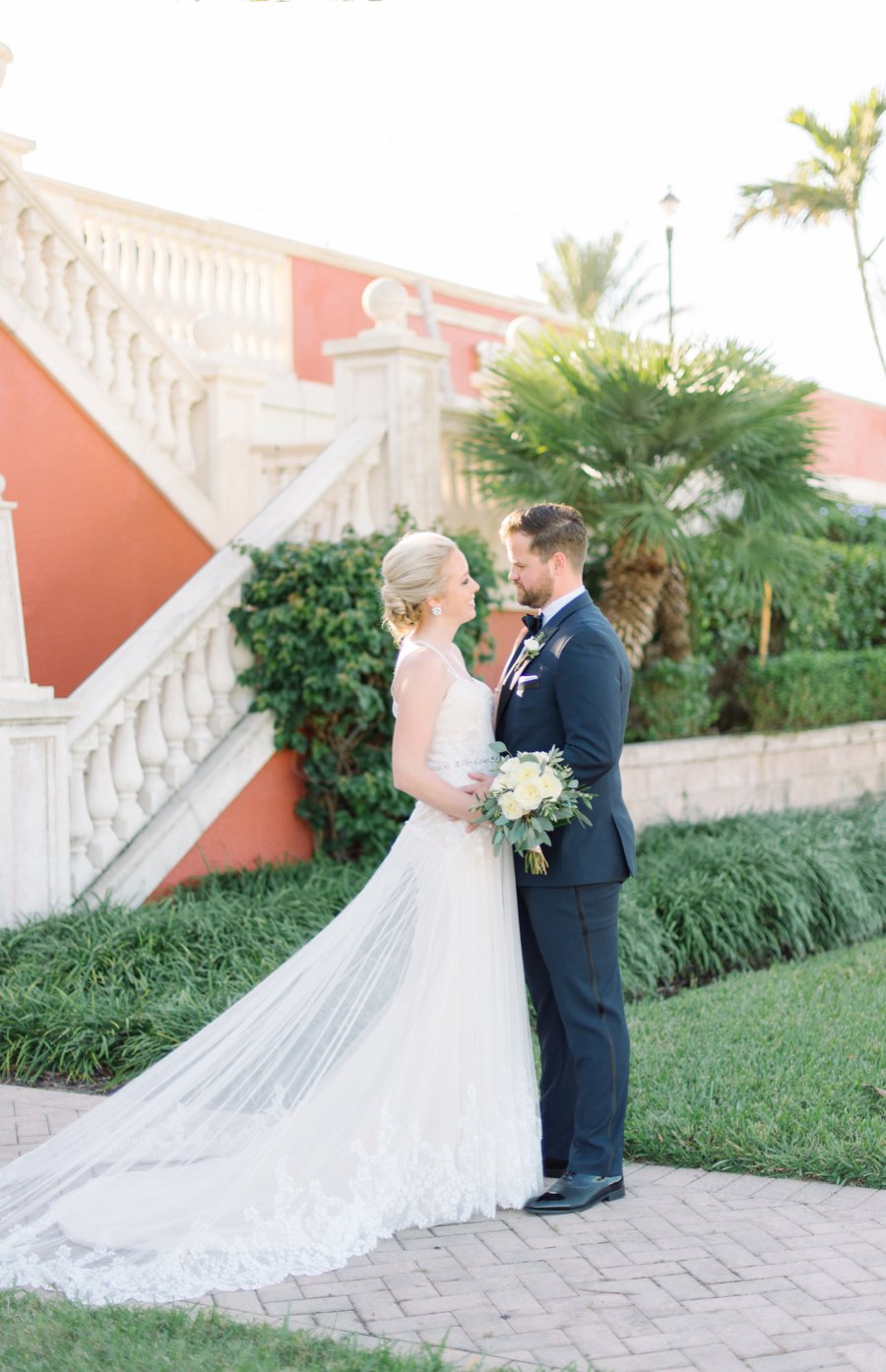 A Colorful Navy, Orange, & Pink Preppy Naples Wedding Day via TheELD.com