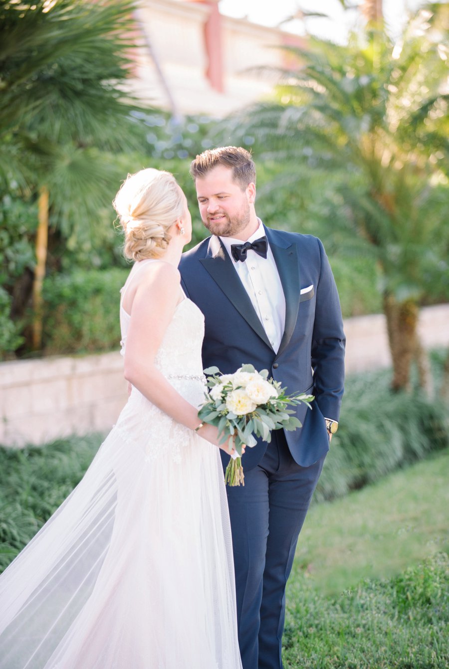 A Colorful Navy, Orange, & Pink Preppy Naples Wedding Day via TheELD.com