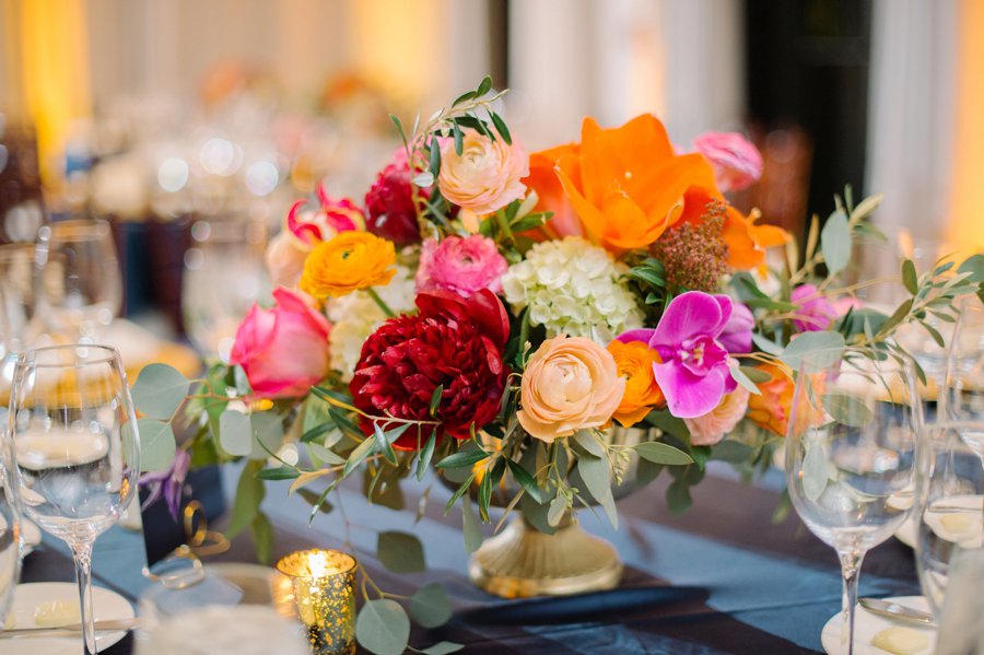 A Colorful Navy, Orange, & Pink Preppy Naples Wedding Day via TheELD.com