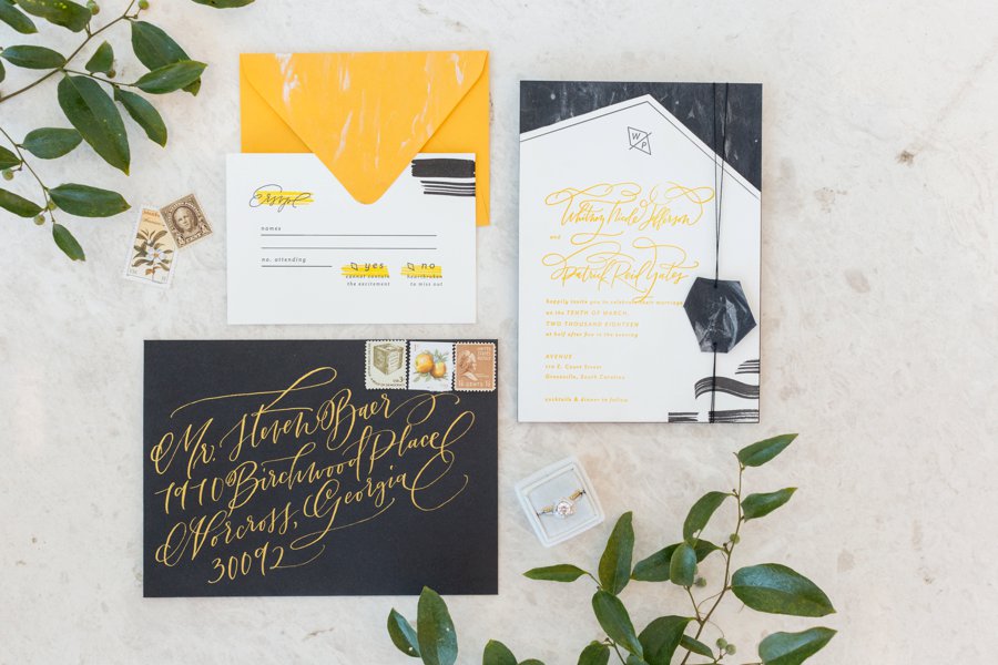 Black & Yellow Modern Minimalist Wedding Ideas via TheELD.com