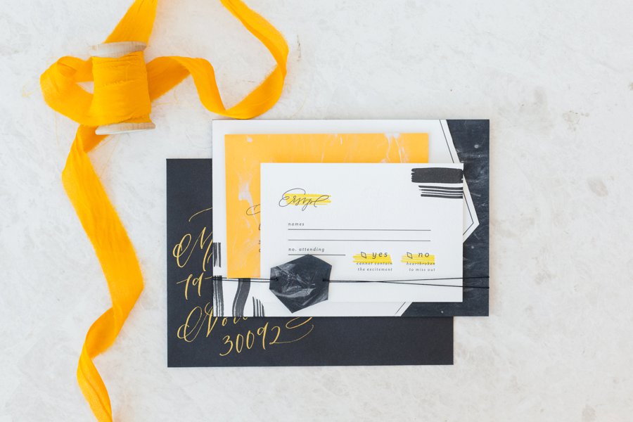 Black & Yellow Modern Minimalist Wedding Ideas via TheELD.com