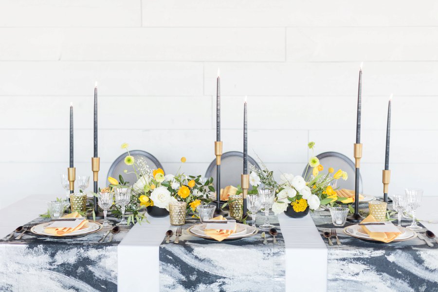 Black & Yellow Modern Minimalist Wedding Ideas via TheELD.com