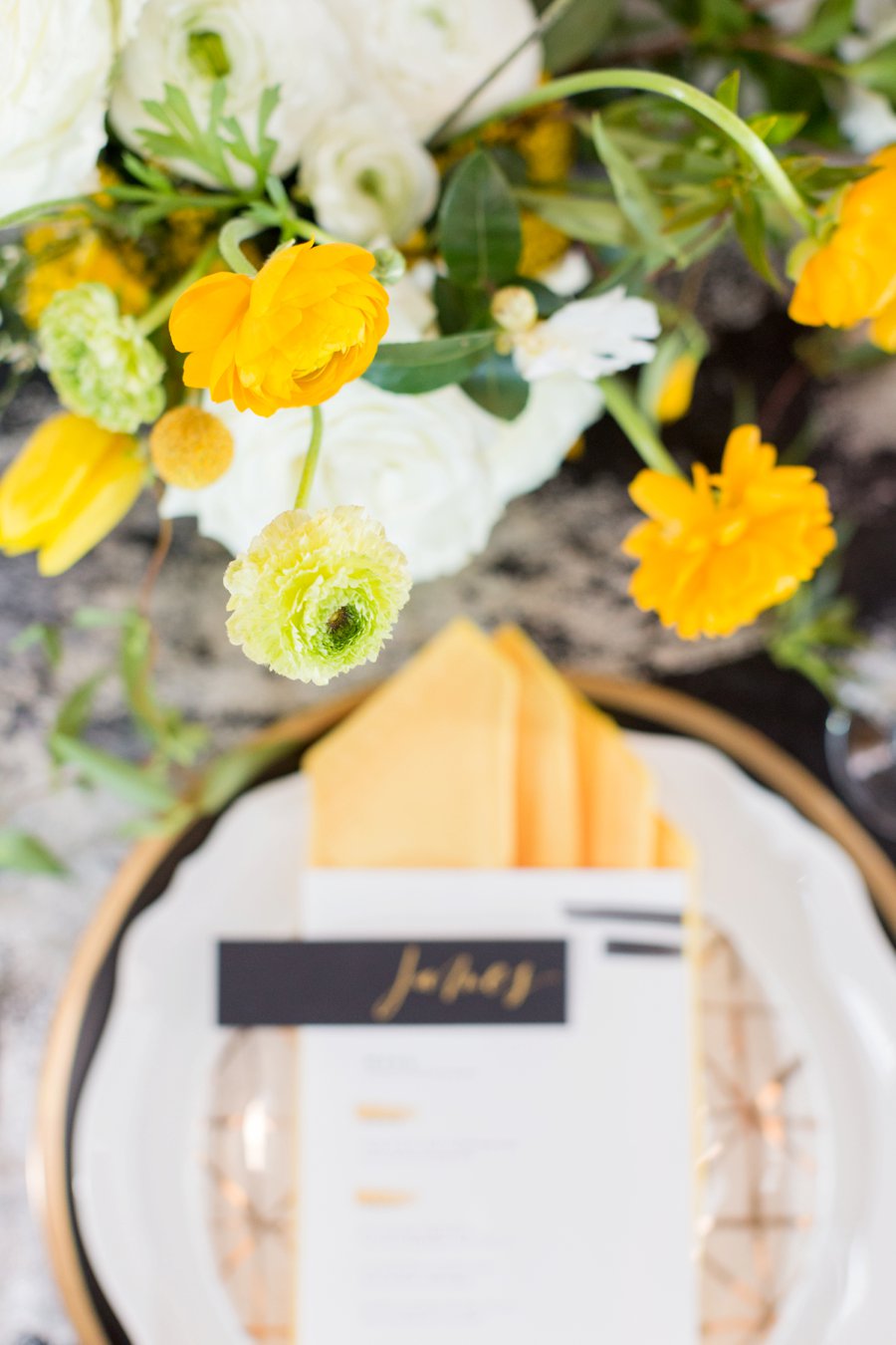 Black & Yellow Modern Minimalist Wedding Ideas via TheELD.com