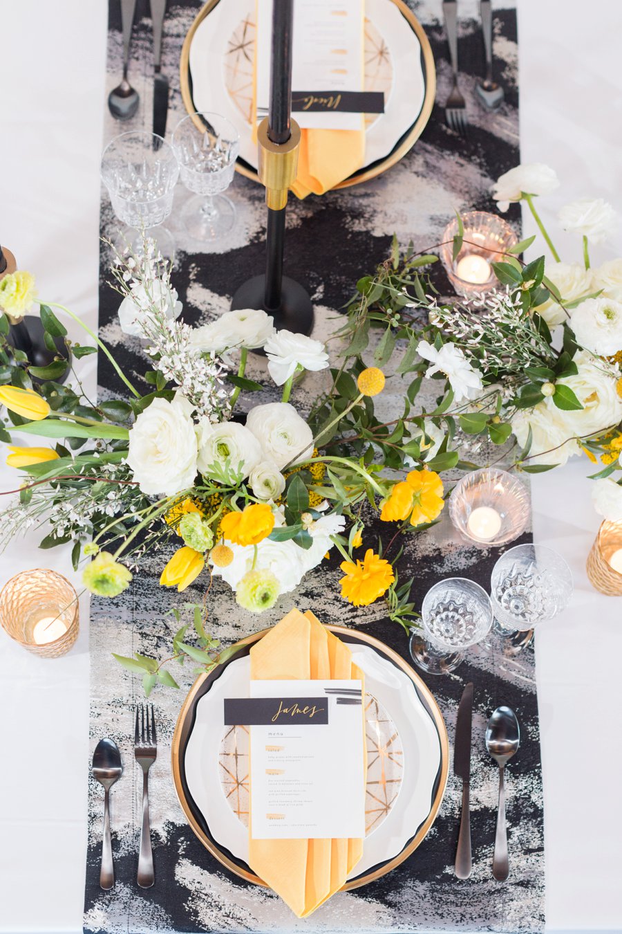 Black & Yellow Modern Minimalist Wedding Ideas via TheELD.com