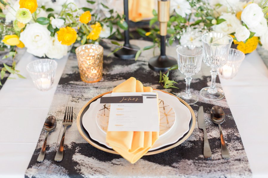 Black & Yellow Modern Minimalist Wedding Ideas via TheELD.com