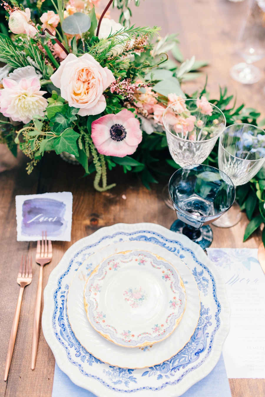 Blue & Blush Chambray Inspired Wedding Ideas via TheELD.com