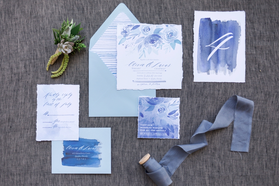 Blue & Blush Chambray Inspired Wedding Ideas via TheELD.com