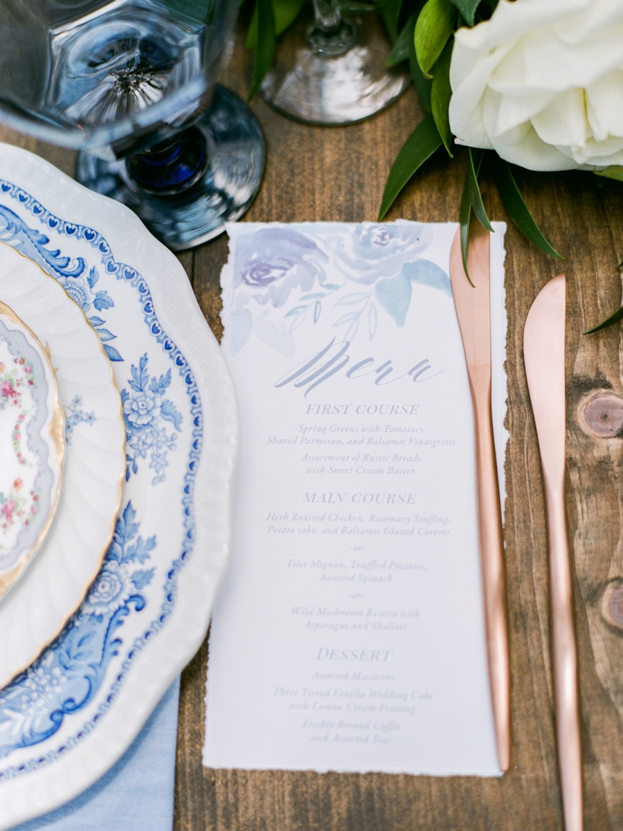 Blue & Blush Chambray Inspired Wedding Ideas via TheELD.com