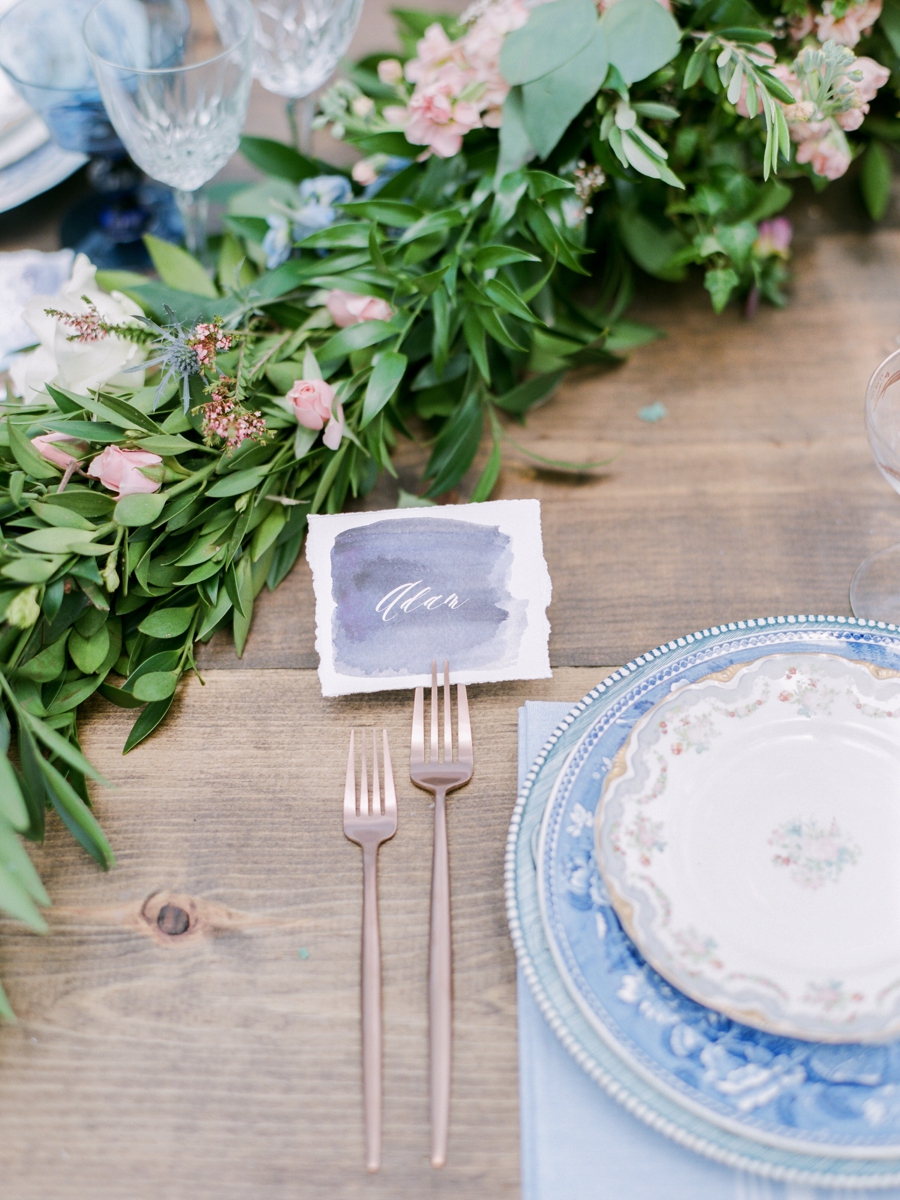 Blue & Blush Chambray Inspired Wedding Ideas via TheELD.com