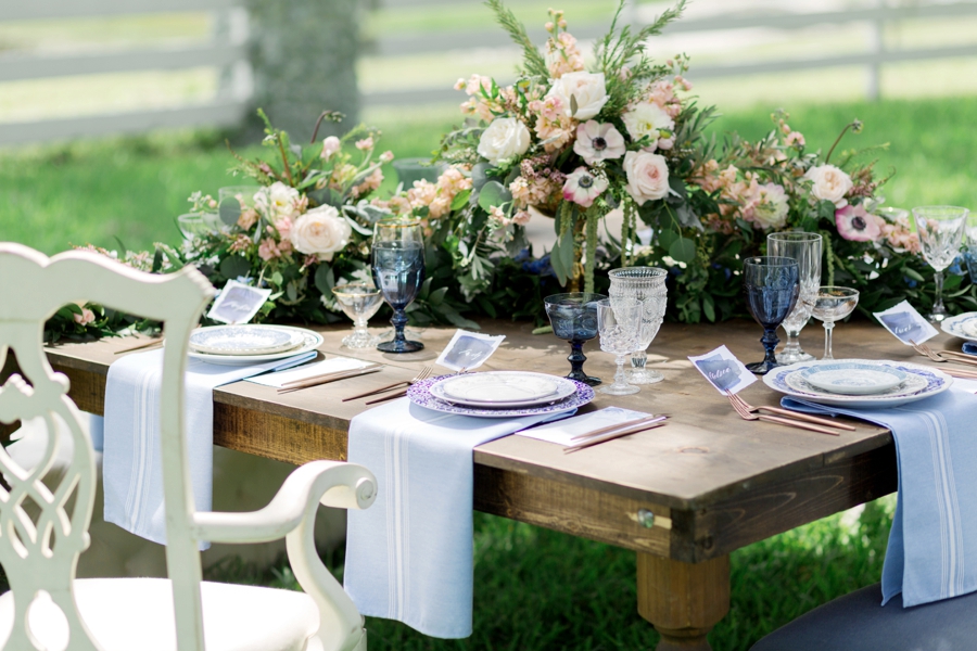 Blue & Blush Chambray Inspired Wedding Ideas via TheELD.com