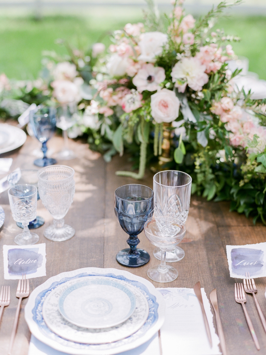 Blue & Blush Chambray Inspired Wedding Ideas via TheELD.com