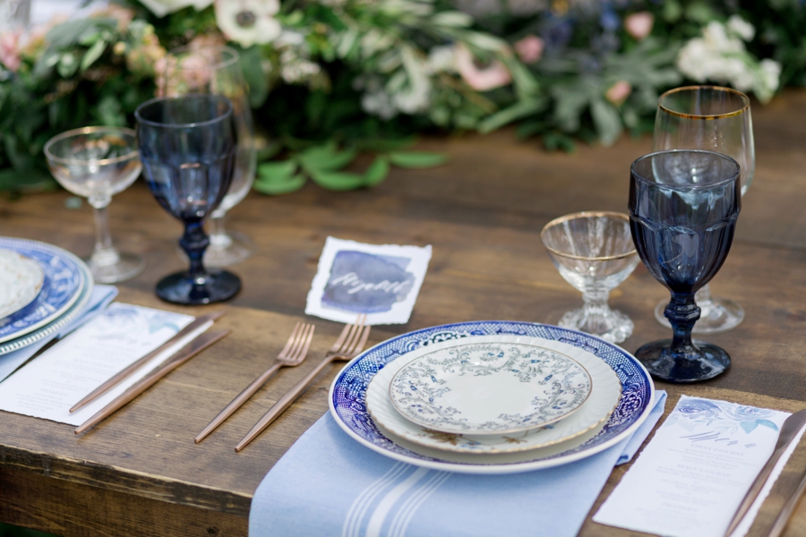 Blue & Blush Chambray Inspired Wedding Ideas via TheELD.com