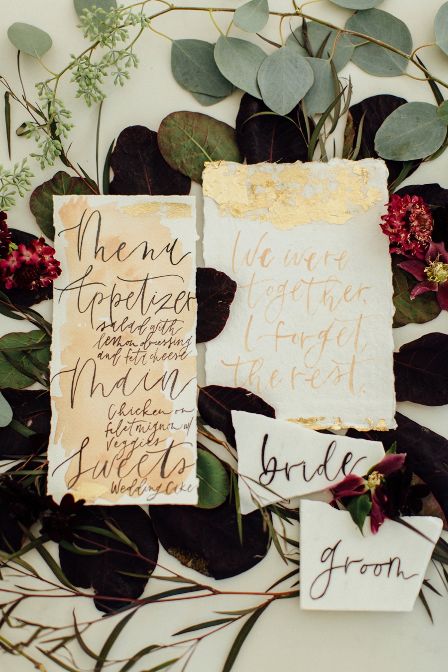 Moody, Romantic Blush & Burgundy Wedding Ideas via TheELD.com