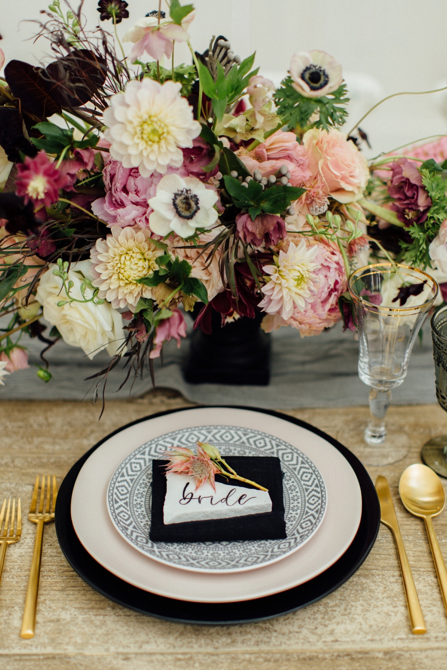 Moody, Romantic Blush & Burgundy Wedding Ideas via TheELD.com