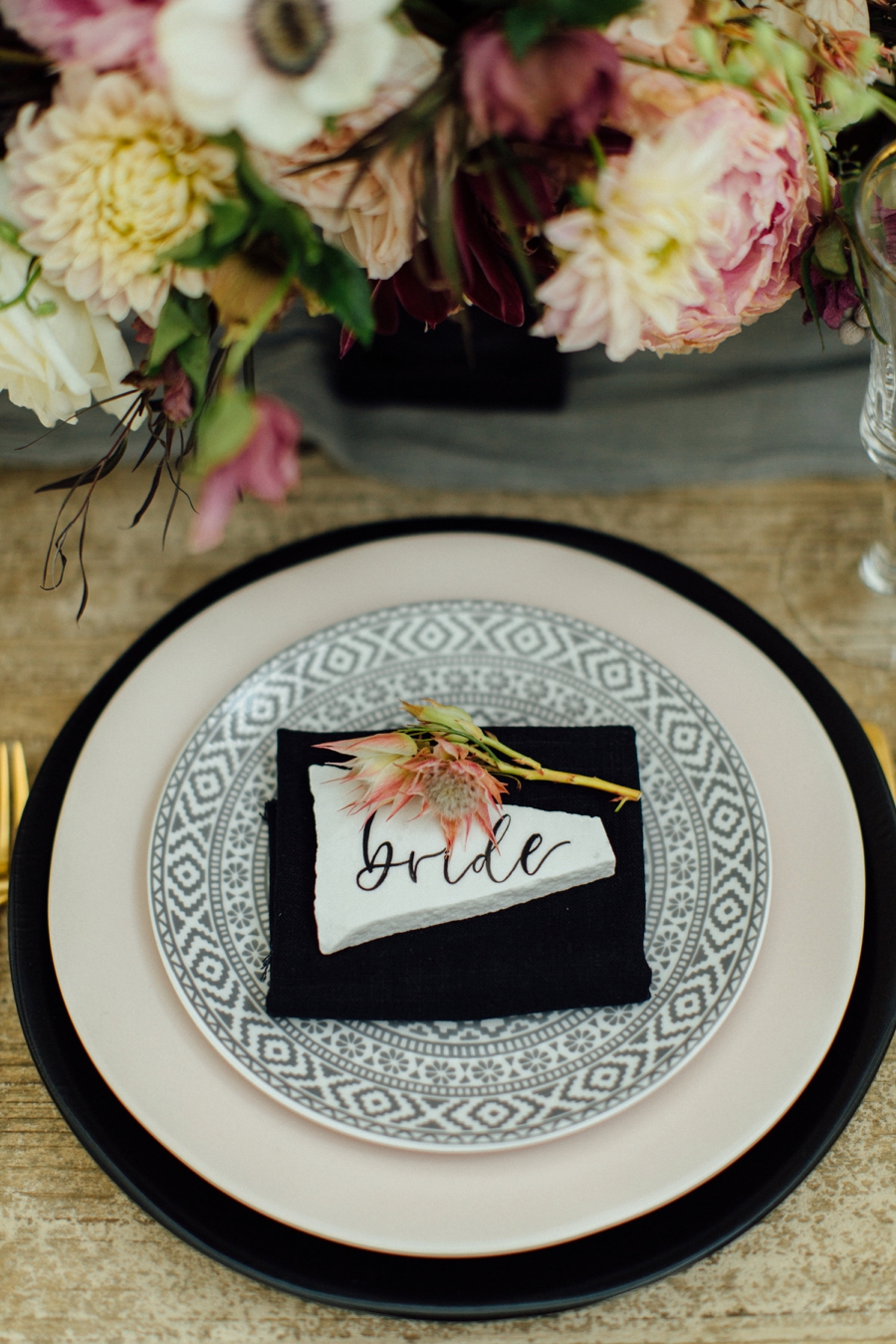 Moody, Romantic Blush & Burgundy Wedding Ideas via TheELD.com